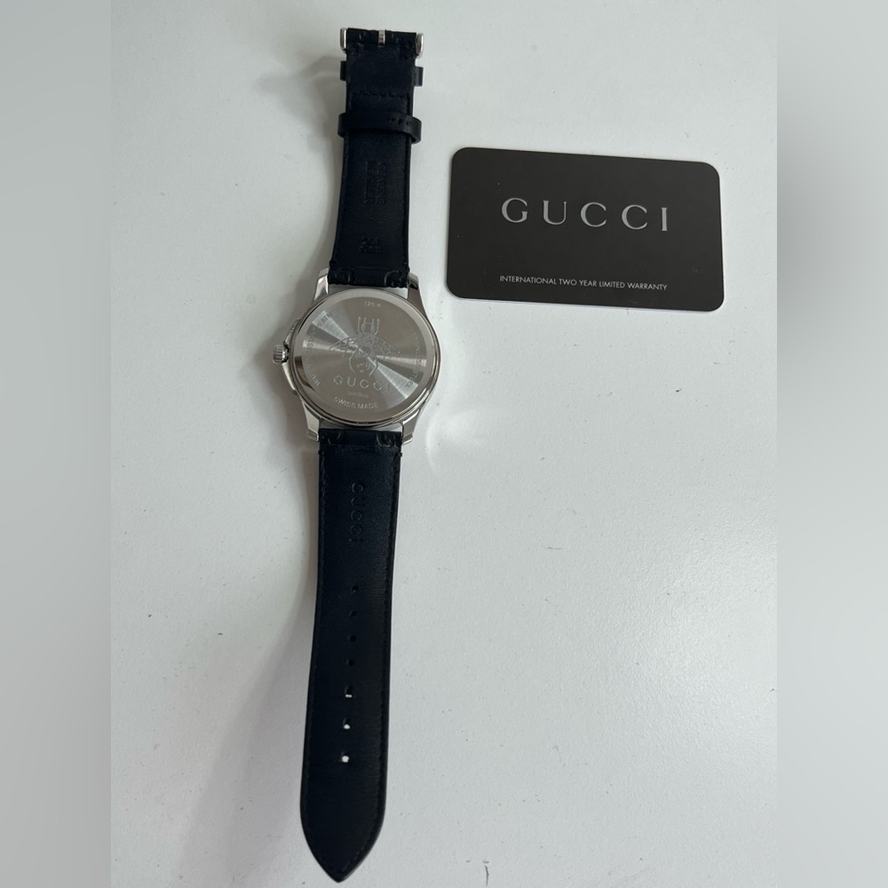 Gucci Men's 126.4 YA1264031 G-Timeless GG Black Leather Watch - Picture 12 of 16